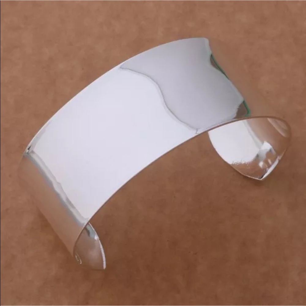 Silver wide cuff bracelet